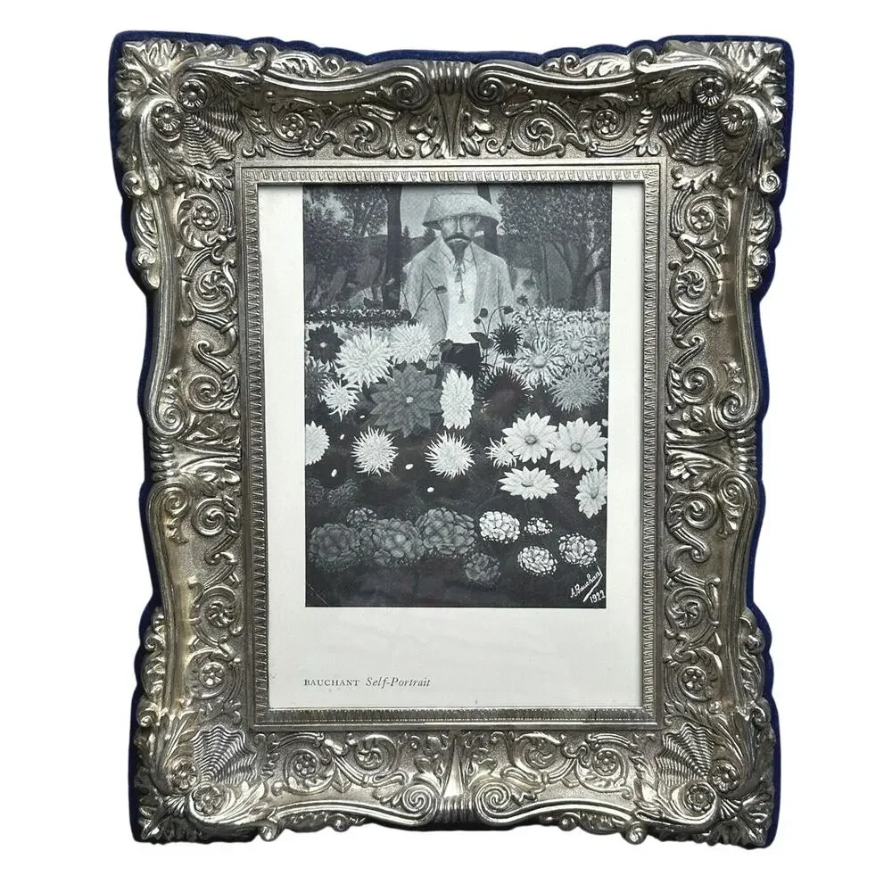 Vintage Godinger 5x7 silverplate ornate frame Baroque Rococo vintage 1938 print